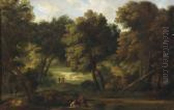 Paesaggio Boschivo Con Viandanti Oil Painting by Gaspard Dughet Poussin