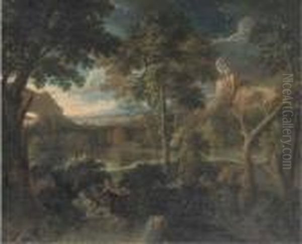 A Landscape With Venus And Adonis Oil Painting by Gaspard Dughet Poussin