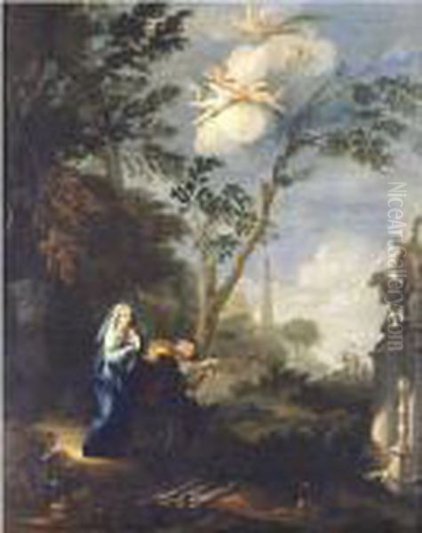 Landscape With The Flight Into Egypt Oil Painting by Gaspard Dughet Poussin