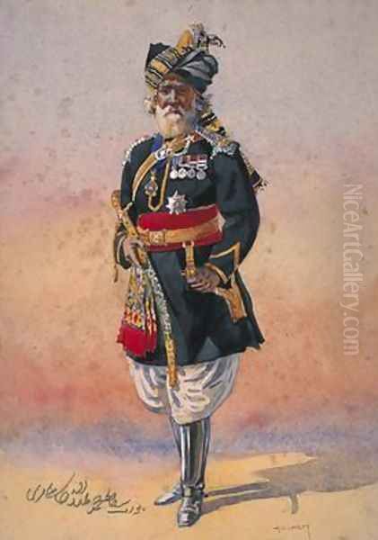 Honorary Native Commandment Nawab Sir Hafiz Muhammad Abdullah Khan Oil Painting by Alfred Crowdy Lovett