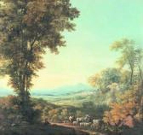 Paesaggio Con Pastori Oil Painting by Gaspard Dughet Poussin