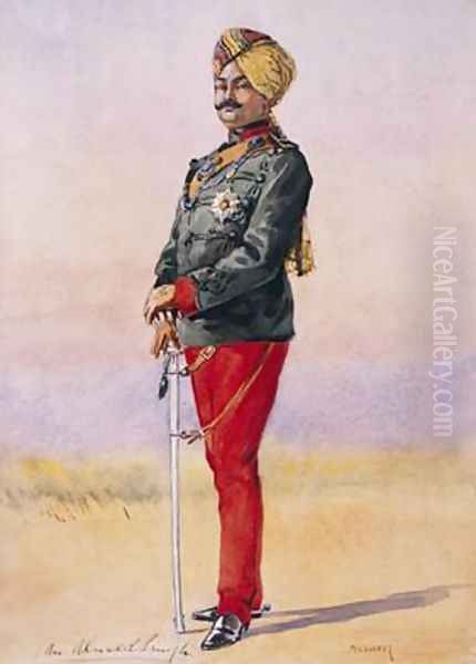 Honorary Major HH Sir Umed Singh Bahadur Maharao of Kota Oil Painting by Alfred Crowdy Lovett