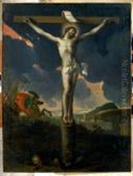 Le Christ En Croix Avec Saint Longin Oil Painting by Karel Dujardin