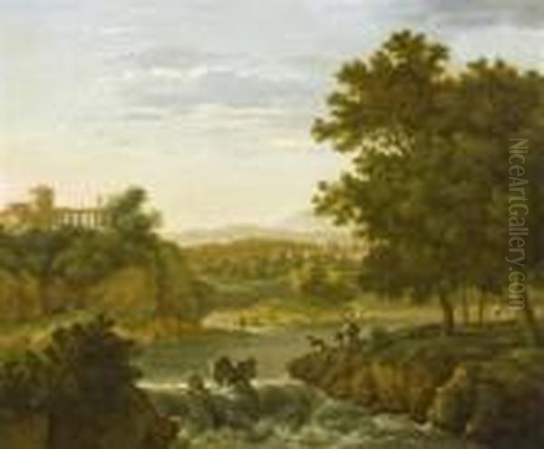 Landscape With A View Of Tivoli Oil Painting by Karel Dujardin