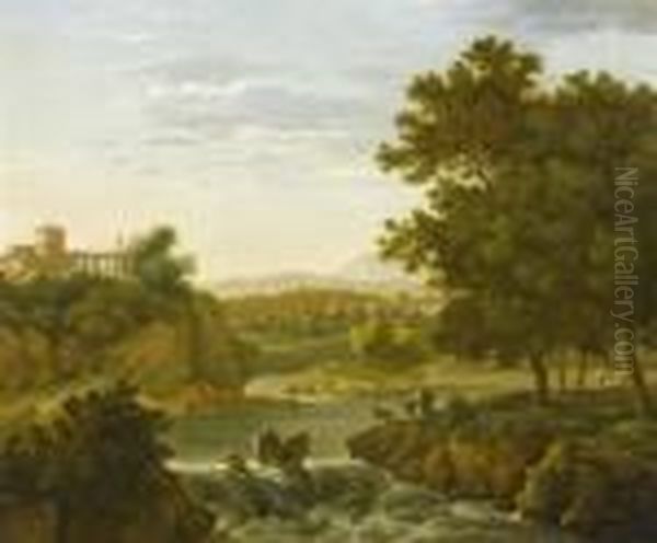 Landscape With A View Oftivoli. Oil Painting by Karel Dujardin