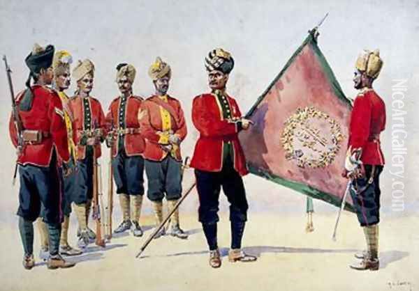 Soldiers of the Carnatic Infantry Oil Painting by Alfred Crowdy Lovett