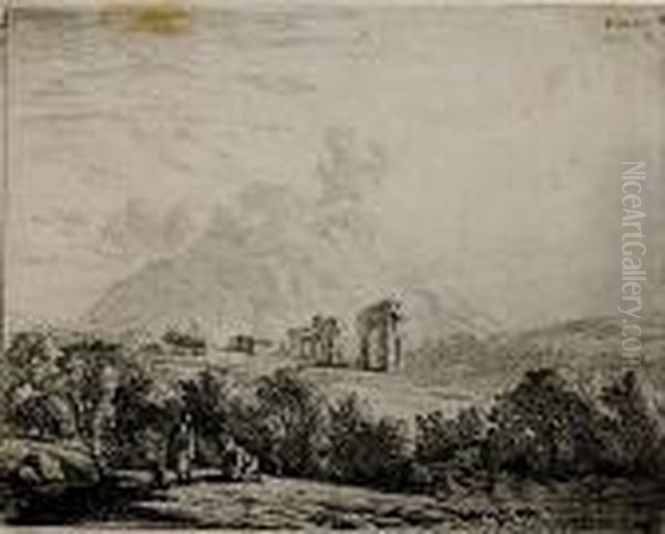 Ruins In Distant Landscape Du Jardin Oil Painting by Karel Dujardin