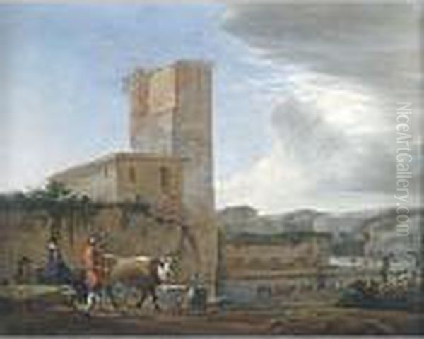 Pastori Nei Pressi Del Villaggio Oil Painting by Karel Dujardin