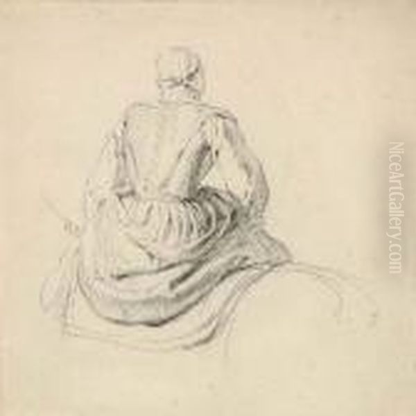 Study Of A Peasant Woman On Horseback Seen Frombehind Oil Painting by Karel Dujardin