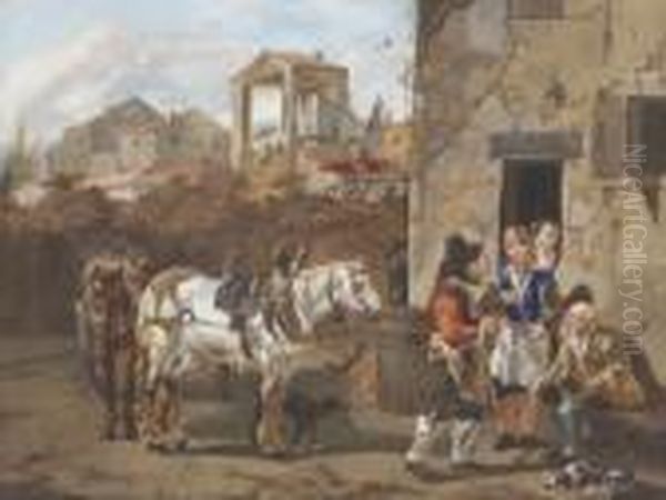 Rast Vor Der Taverne. Oil Painting by Karel Dujardin