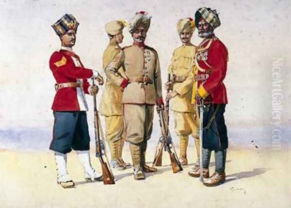 Soldiers of Various Regiments Oil Painting by Alfred Crowdy Lovett