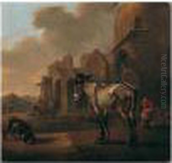 Italianate Landscape With A Donkey Oil Painting by Karel Dujardin