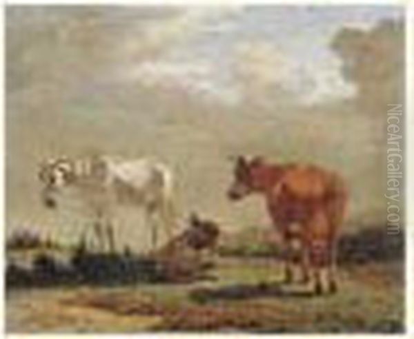 Vache, Cheval Et Ane Dans Un Paysage Oil Painting by Karel Dujardin