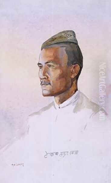 A Khas Gurkha of the 9th Gurkha Rifles Oil Painting by Alfred Crowdy Lovett