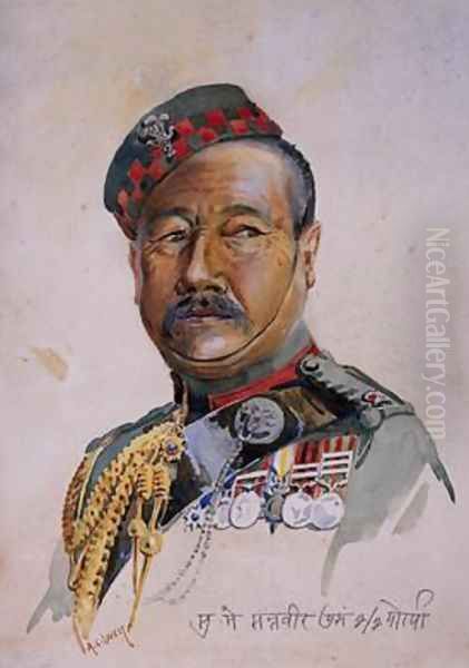 Subadar-Major Gurung Gurkha Oil Painting by Alfred Crowdy Lovett