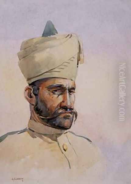 Soldier of the 40th Pathans Malikdin Khel Afridi Oil Painting by Alfred Crowdy Lovett