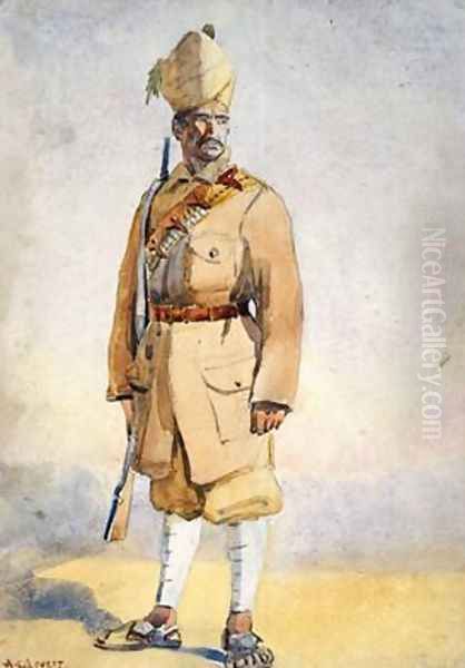 Soldier of the Khyber Rifles Oil Painting by Alfred Crowdy Lovett