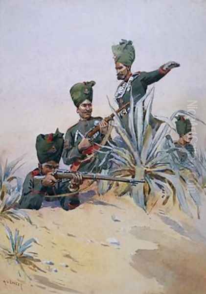 Soldiers of the 125th Napiers Rifles Oil Painting by Alfred Crowdy Lovett