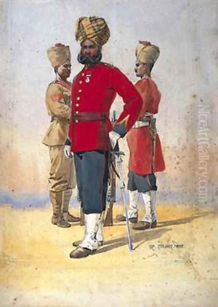 Soldiers of the 1st and 3rd Brahmans Subadar Oil Painting by Alfred Crowdy Lovett