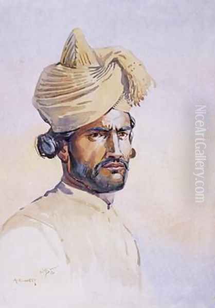 Soldier of the 82nd Punjabis Awan Oil Painting by Alfred Crowdy Lovett