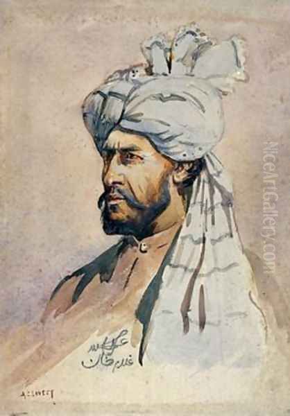 Soldier of the Kurram Militia out of uniform Oil Painting by Alfred Crowdy Lovett