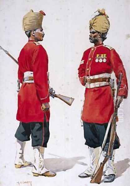 Soldiers of the 102nd King Edwards Own Grenadiers and the 101st Grenadiers Oil Painting by Alfred Crowdy Lovett