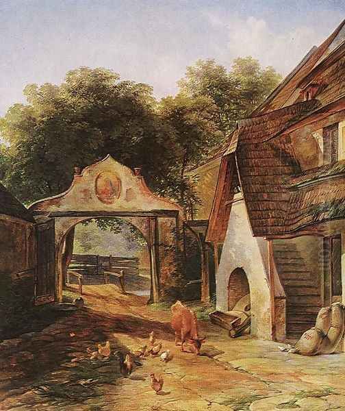 Farmstead 1843 Oil Painting by Karoly Lajos Libay