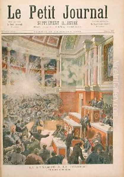 Dynamite Explodes in the Chamber of Deputies Oil Painting by Frederic Lix