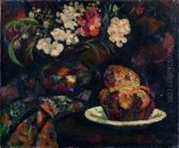 Nature Morte A La Brioche Oil Painting by Pierre Dumont