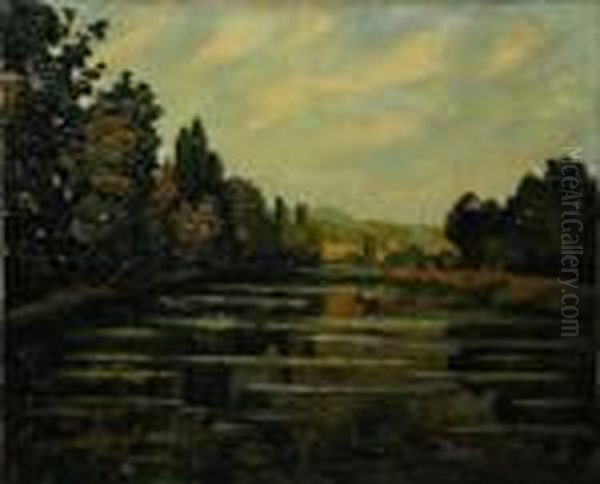 Riviere Et Arbres Oil Painting by Pierre Dumont