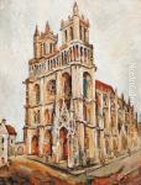 La Collegiale De Mantes-la-jolie Oil Painting by Pierre Dumont