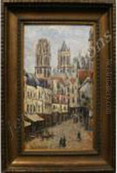 Rue De L'epicerie, Rouen Oil Painting by Pierre Dumont