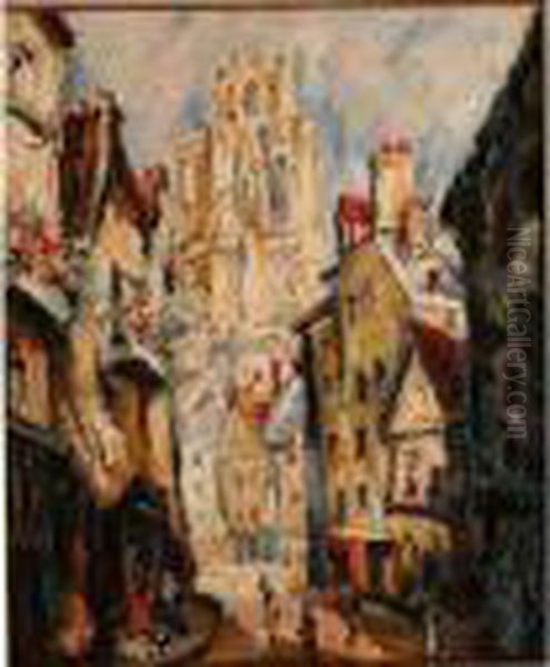 La Cathedrale De Rouen Oil Painting by Pierre Dumont