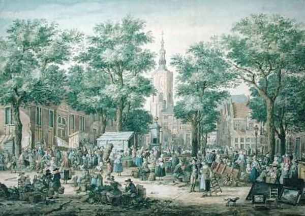 Market in The Hague Oil Painting by Paulus Constantin La Fargue