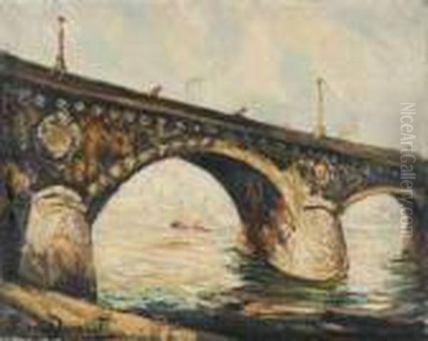 Le Pont De Bronze A Bordeaux Oil Painting by Pierre Dumont