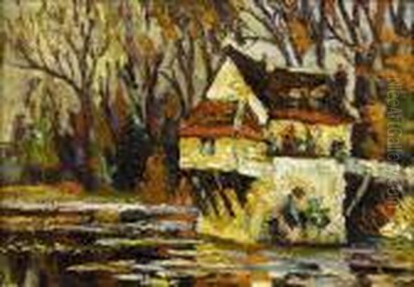 Le Moulin De Saint Andre, Pres De Vernon Oil Painting by Pierre Dumont