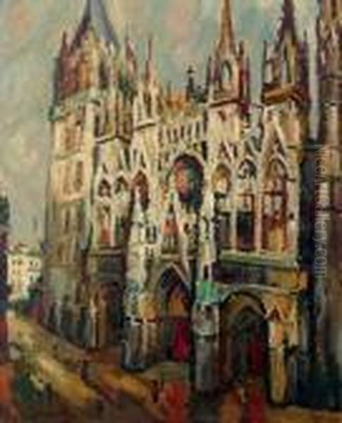 La Cathadrale De Rouen Oil Painting by Pierre Dumont