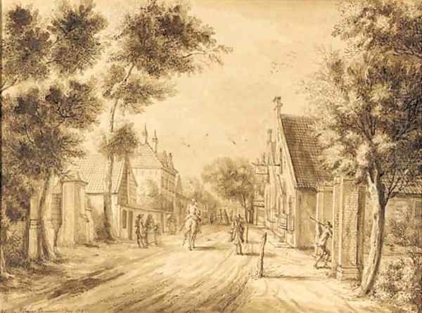 A view of the Herenstraat, Voorburg, seen from Oosteinde Oil Painting by Paulus Constantin La Fargue