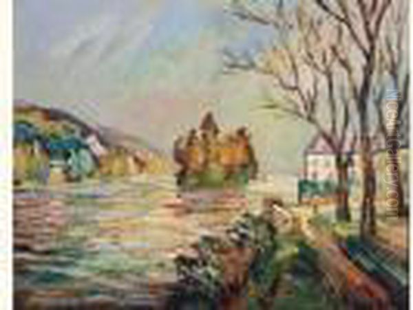 La Seine A L'ouest De Vernon Oil Painting by Pierre Dumont