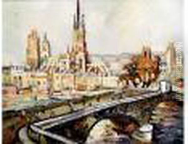 Vue De Rouen Oil Painting by Pierre Dumont