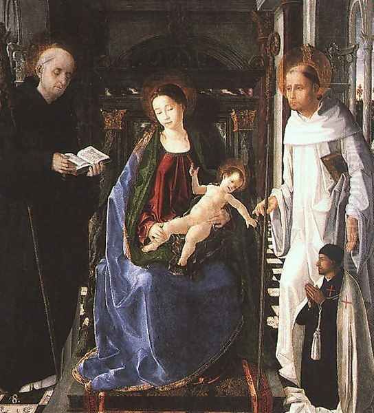 The Virgin with a Knight of Montesa 1473-76 Oil Painting by Pablo de San Leocadio