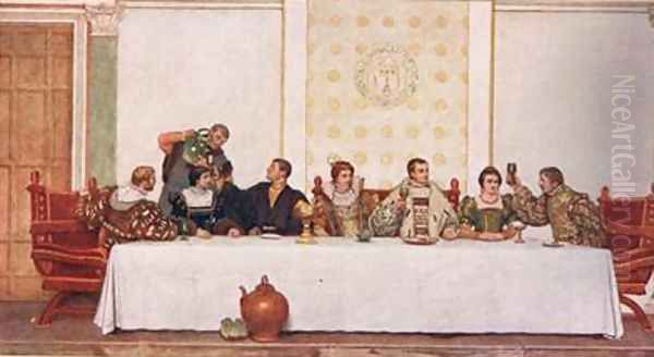 The Wedding Feast Oil Painting by James Dromgole Linton