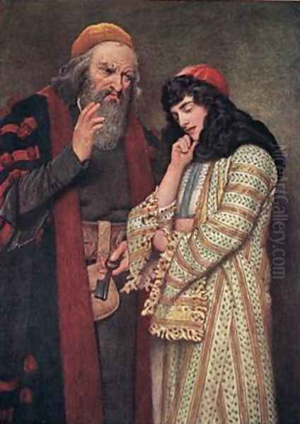 Shylock and Jessica Oil Painting by James Dromgole Linton