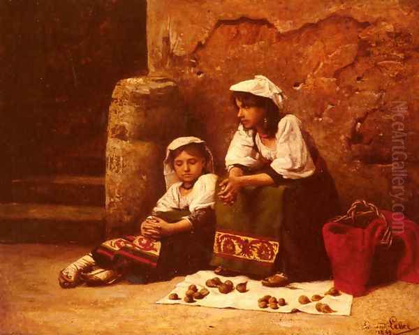 Vendeuses de figues et noix (Sellers of figs and nuts) Oil Painting by Edmond Lebel