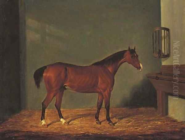 A Bay Hunter in a Stable Oil Painting by James Loder