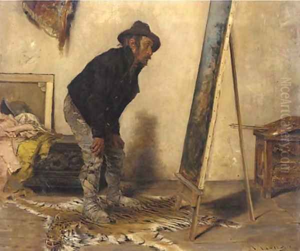 The artist's studio Oil Painting by Antonio Lonza