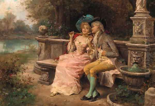 The flirting couple Oil Painting by Antonio Lonza