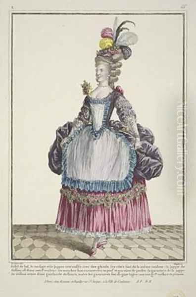 Ball Dress from Gallerie des Modes et Costumes Francais Oil Painting by Pierre Thomas Le Clerc