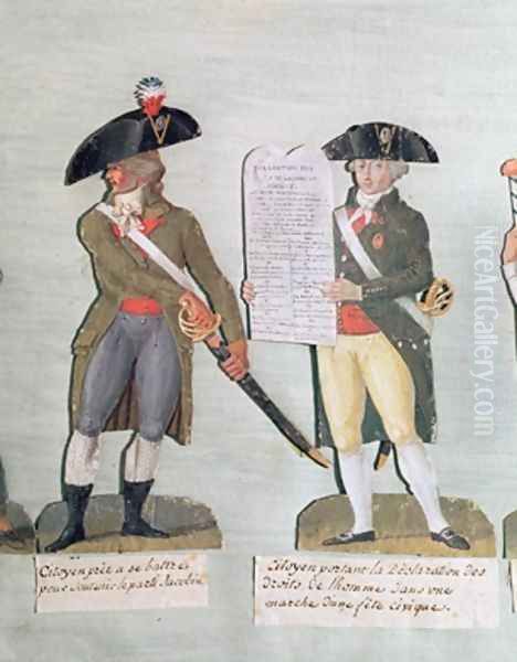 A Citizen Ready to Fight and a Citizen Carrying the Declaration of the Rights of Man Oil Painting by Brothers Lesueur