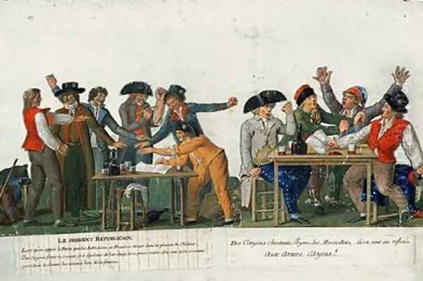 The Republican Oath being signed in blood and singing The Marseillaise Oil Painting by Brothers Lesueur